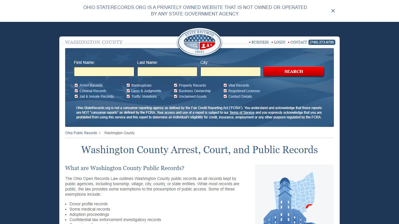 Washington County Arrest, Court, and Public Records